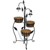 Hanging flower basket with LED lighting