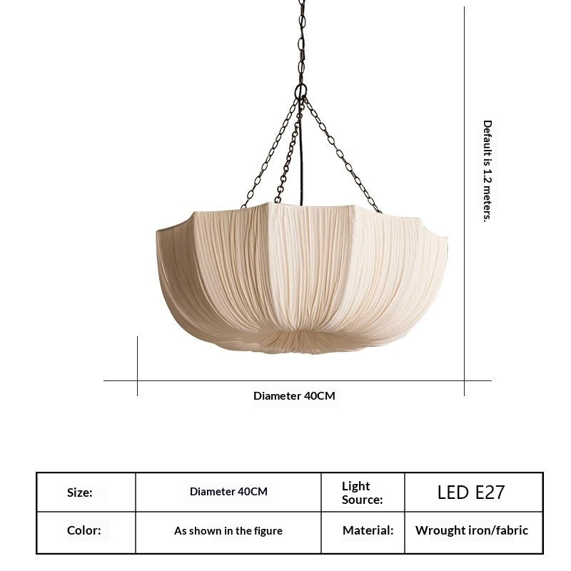 Fabric Chandelier Bedroom Vintage Lighting Fixture